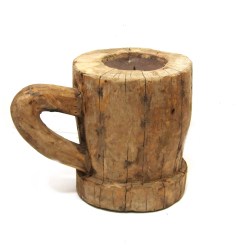 Świecznik drewniany w starym stylu z uchem XL